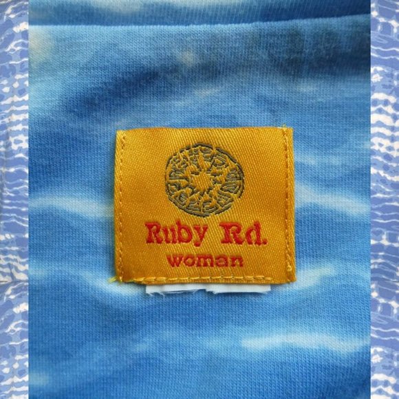 Ruby Rd. Blue White Three Quarter Sleeve Top - Picture 7 of 8